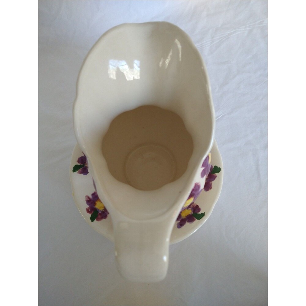 Small Hand Painted Signed Floral Pitcher and Bowl Set 1976 Violets Collectable - Picture 4 of 16